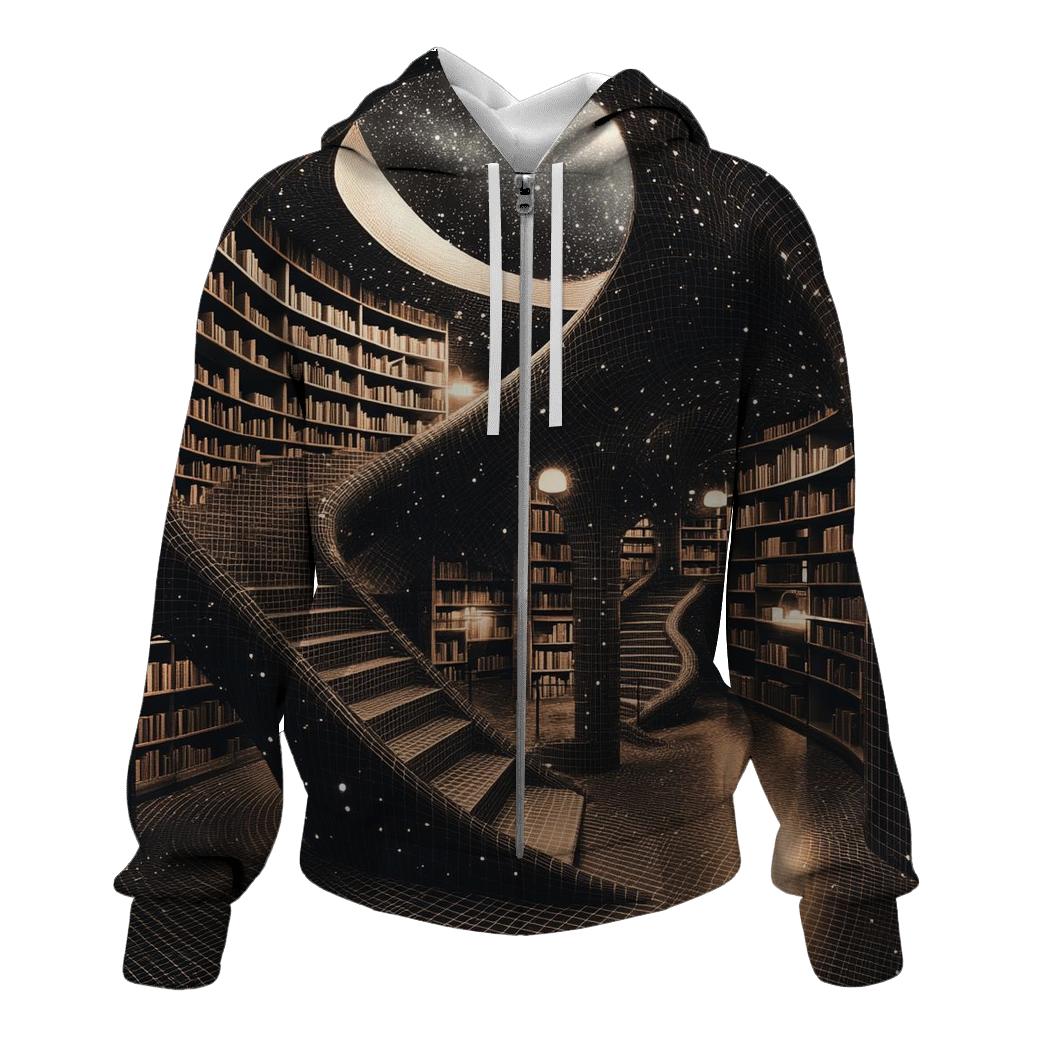 MC Escher Inspired Cosmic Library Staircase hoodie designs