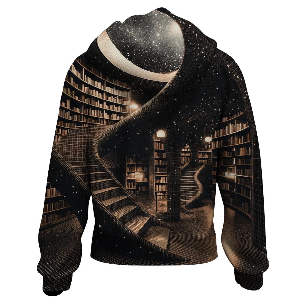 MC Escher Inspired Cosmic Library Staircase hoodie designs