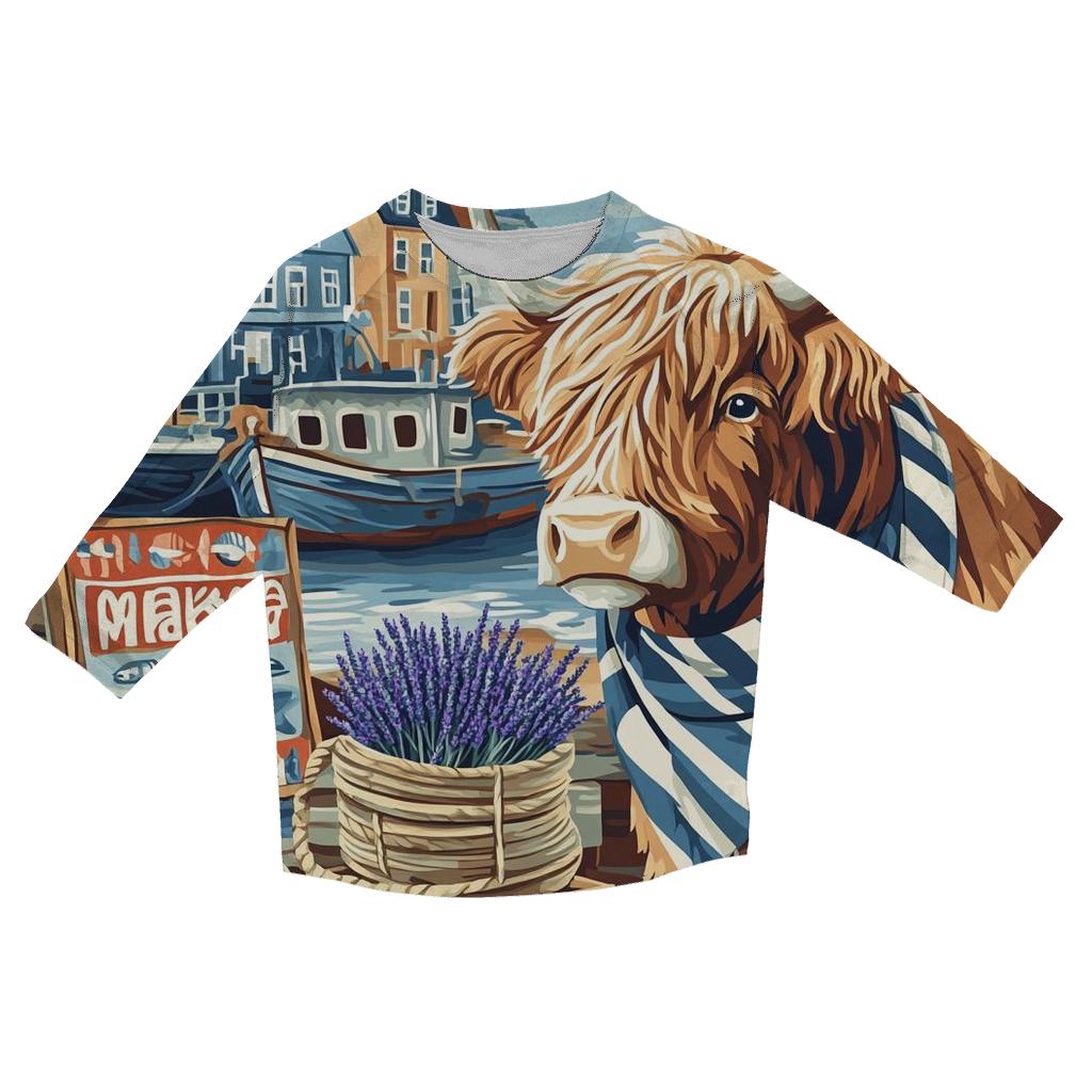 Harbor Market Highland Cow fashion 3/4 sleeve shirts