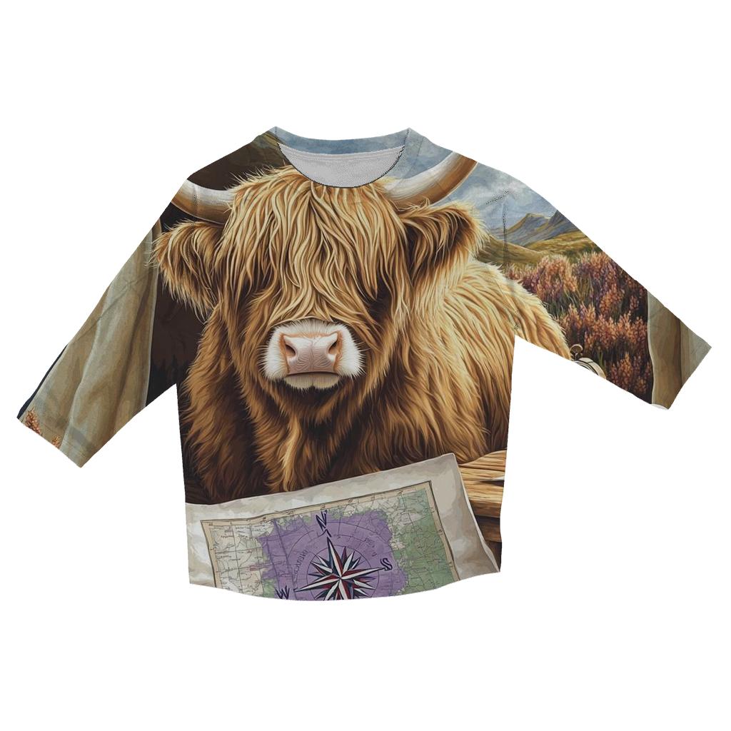 Highland Cow In The Glen Mapmaker Tent personalized 3/4 sleeve tees