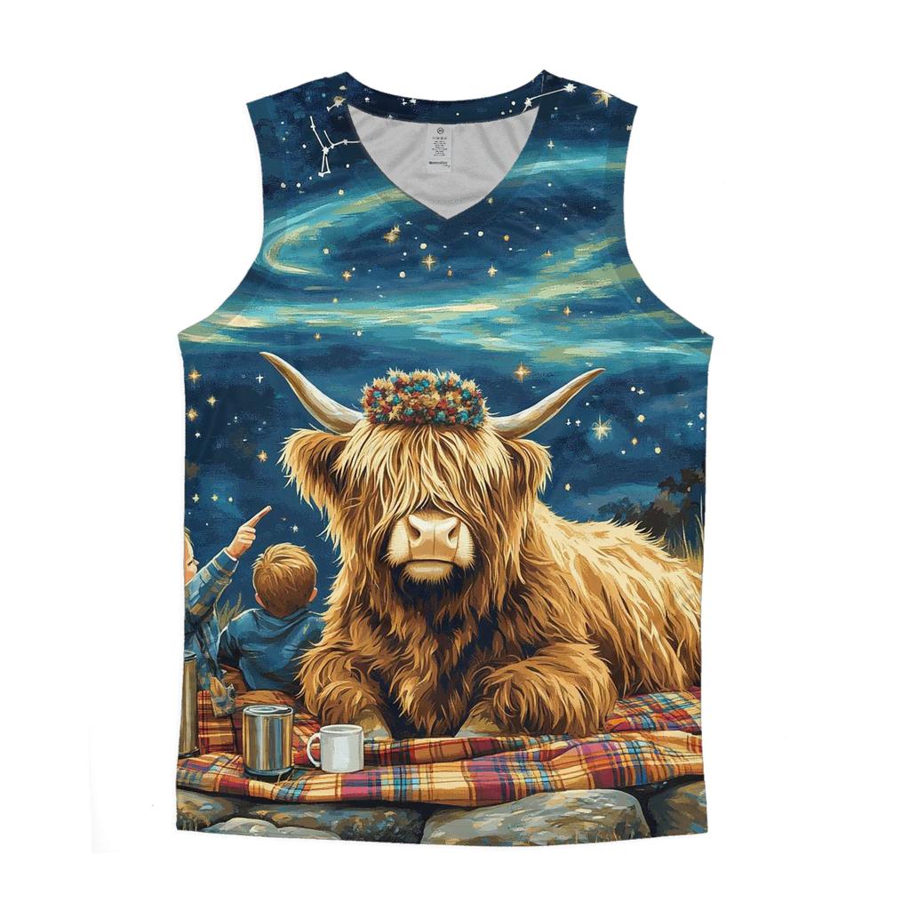 Stargazing Picnic With Highland Cow designer workout tanks