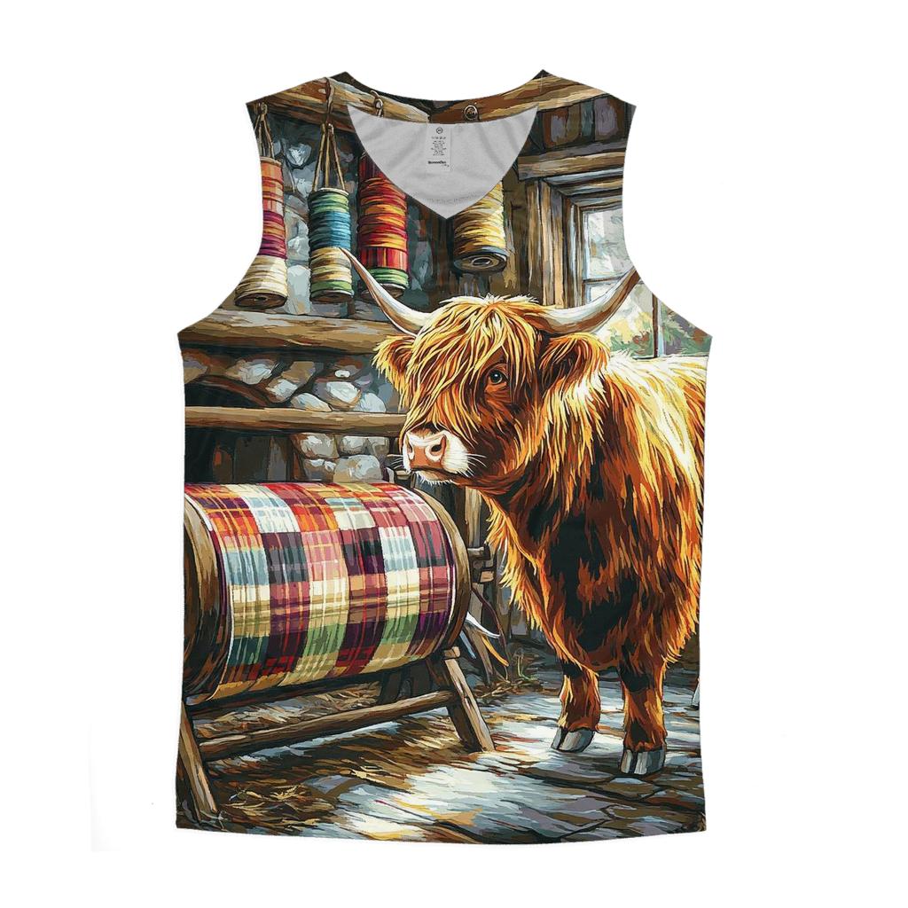 Tartan Loom Workshop, Highland Cow personalized athletic tanks