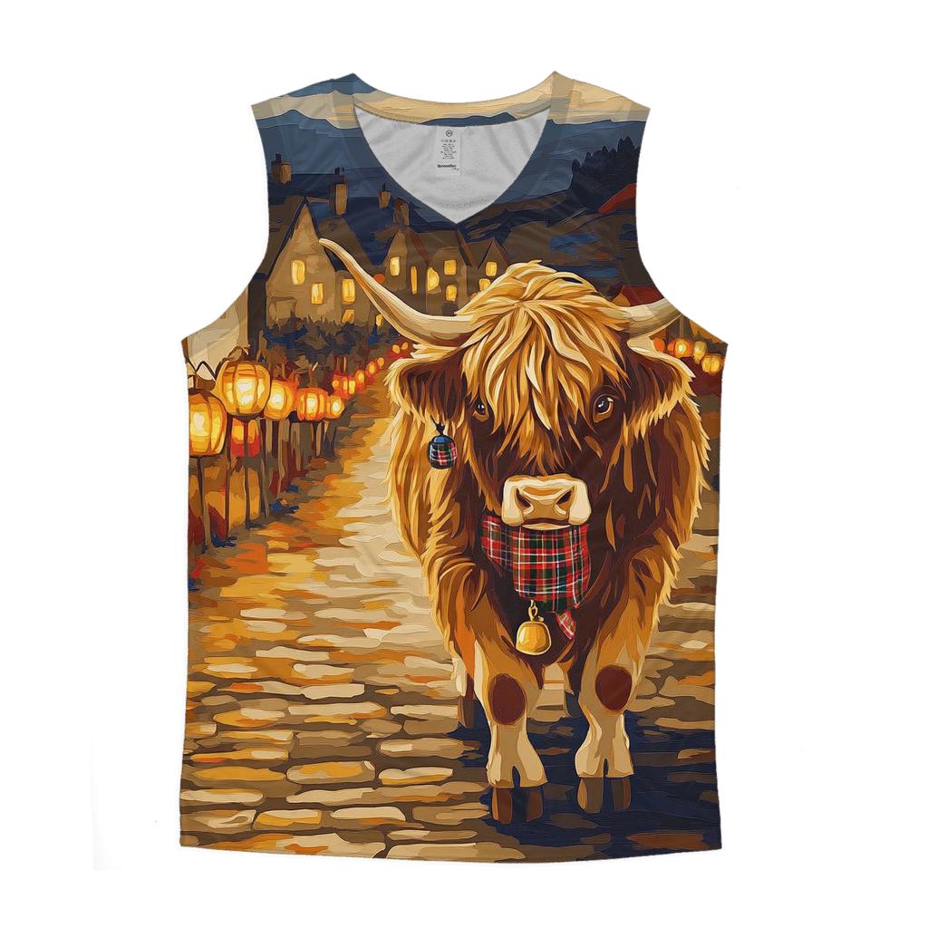 Lantern Parade With A Highland Cow custom tank tops