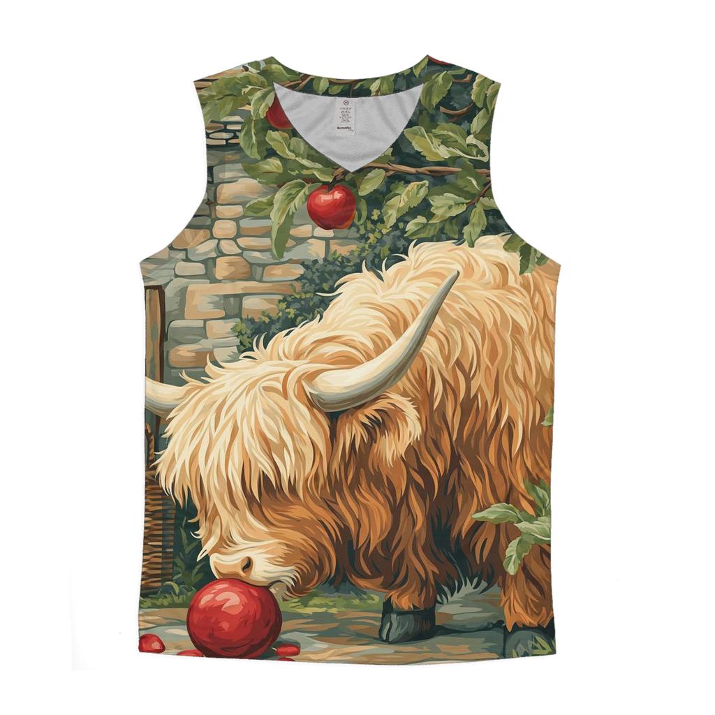 Highland Cow In The Apple Orchard Croft graphic print tank tops
