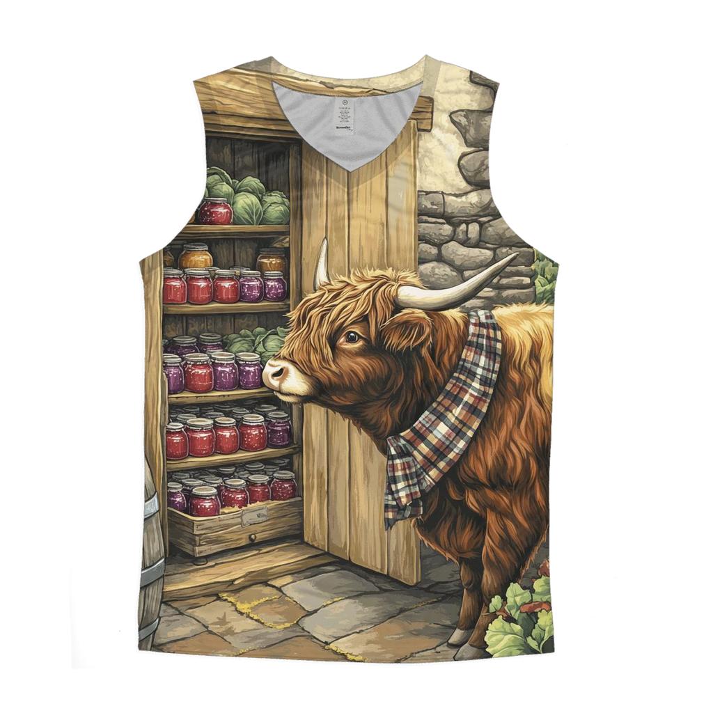 Highland Cow And The Pantry Jams trendy fitted tank tops