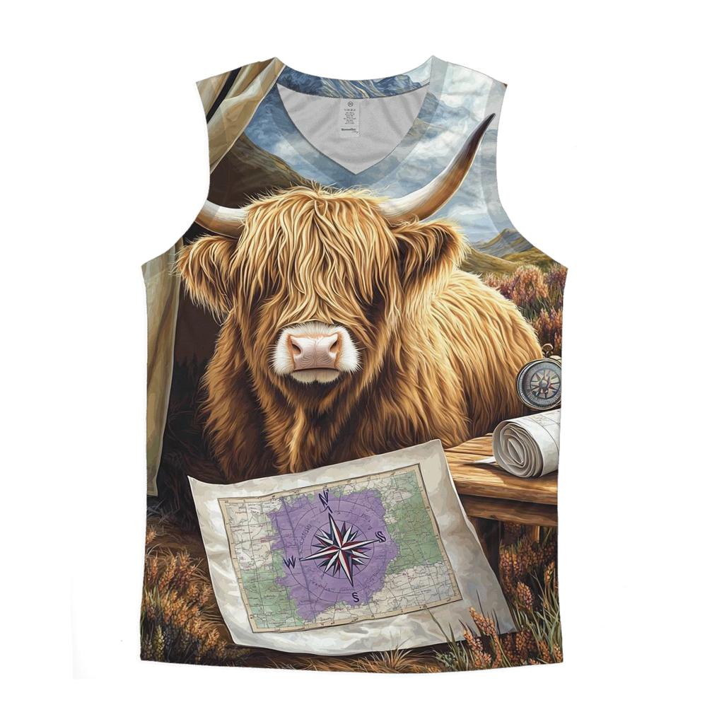 Highland Cow In The Glen Mapmaker Tent stylish racerback tanks
