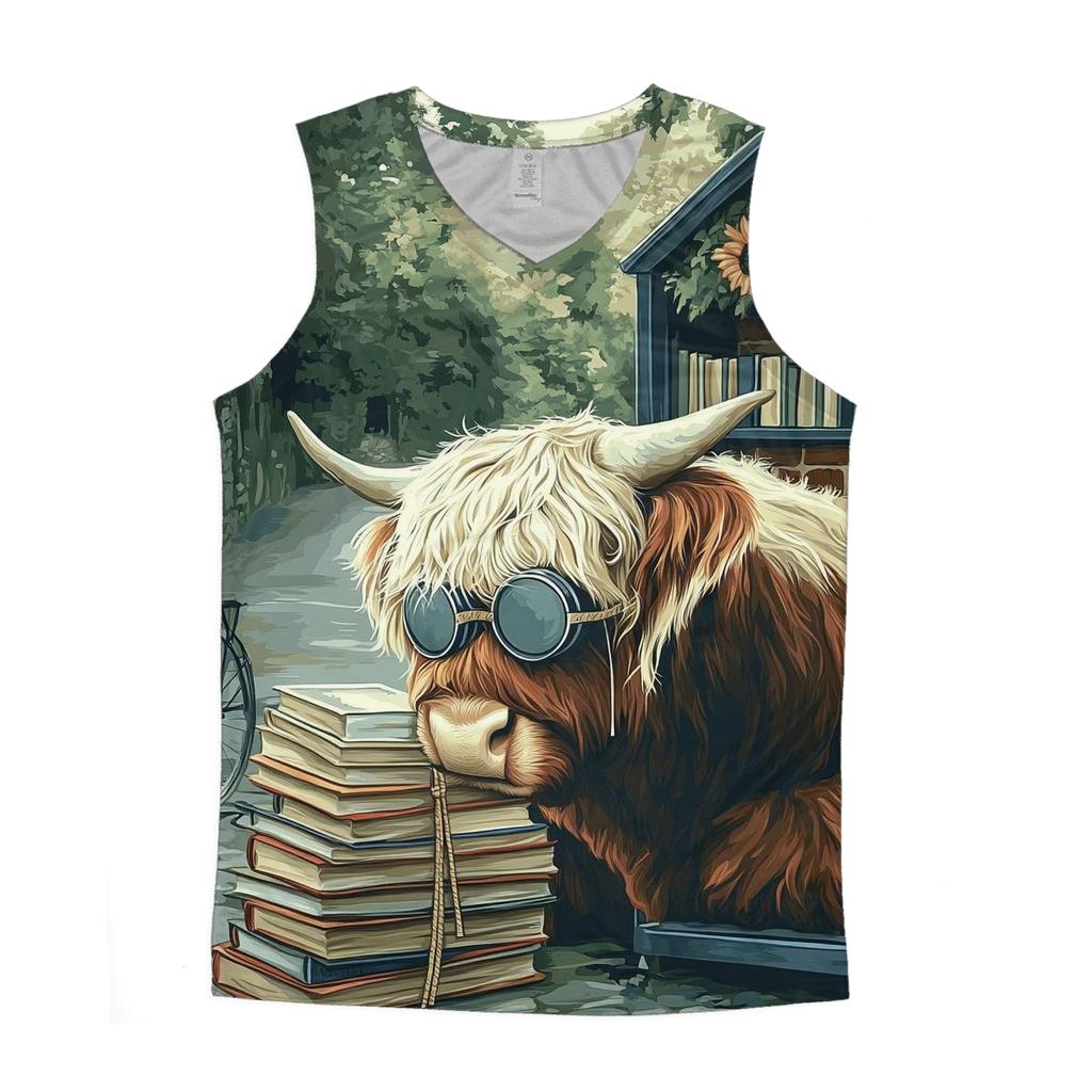 Library Nook Highland Cow sports performance tank tops