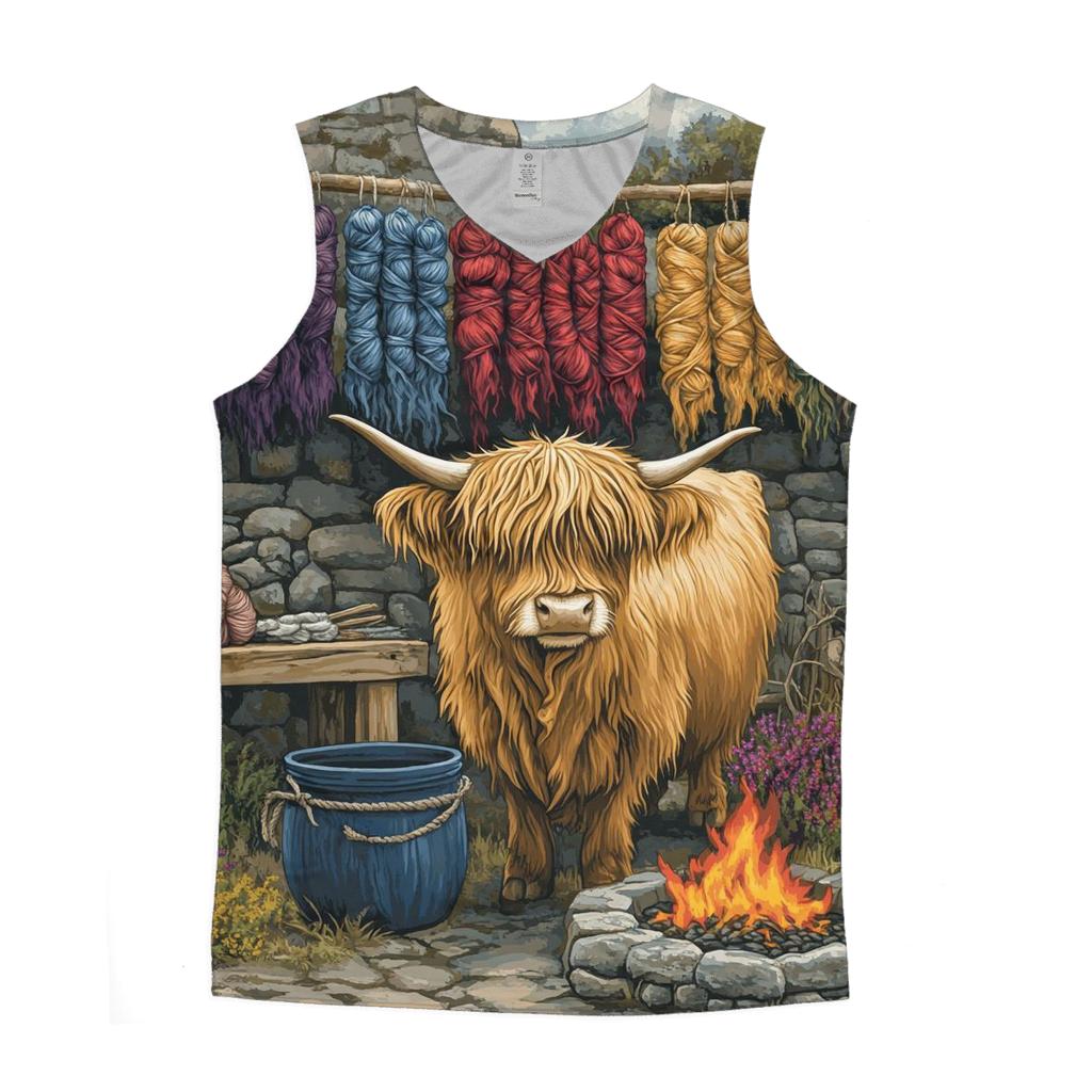 Highland Cow At The Wool Dye Pots stylish racerback tanks