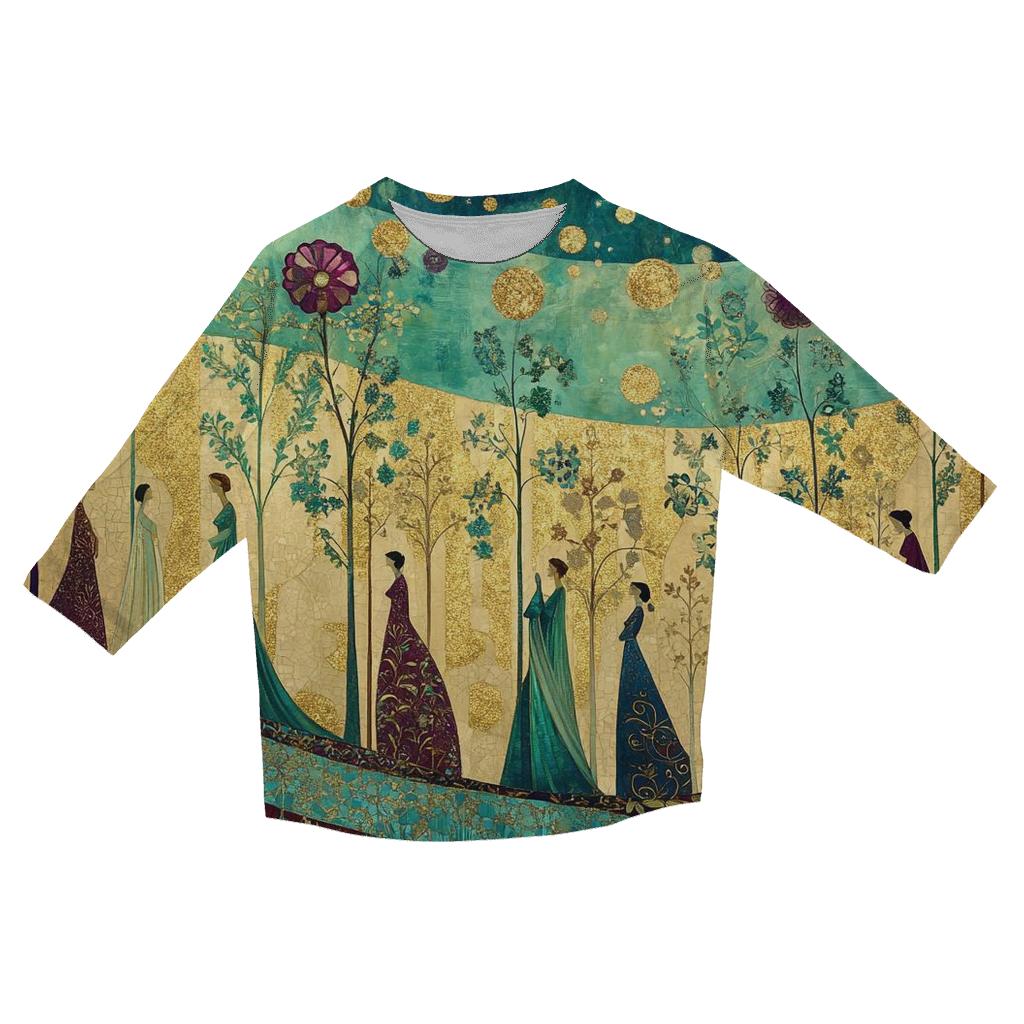 Gustav Klimt Inspired Aurora Garden Festival trendy 3/4 sleeve tops
