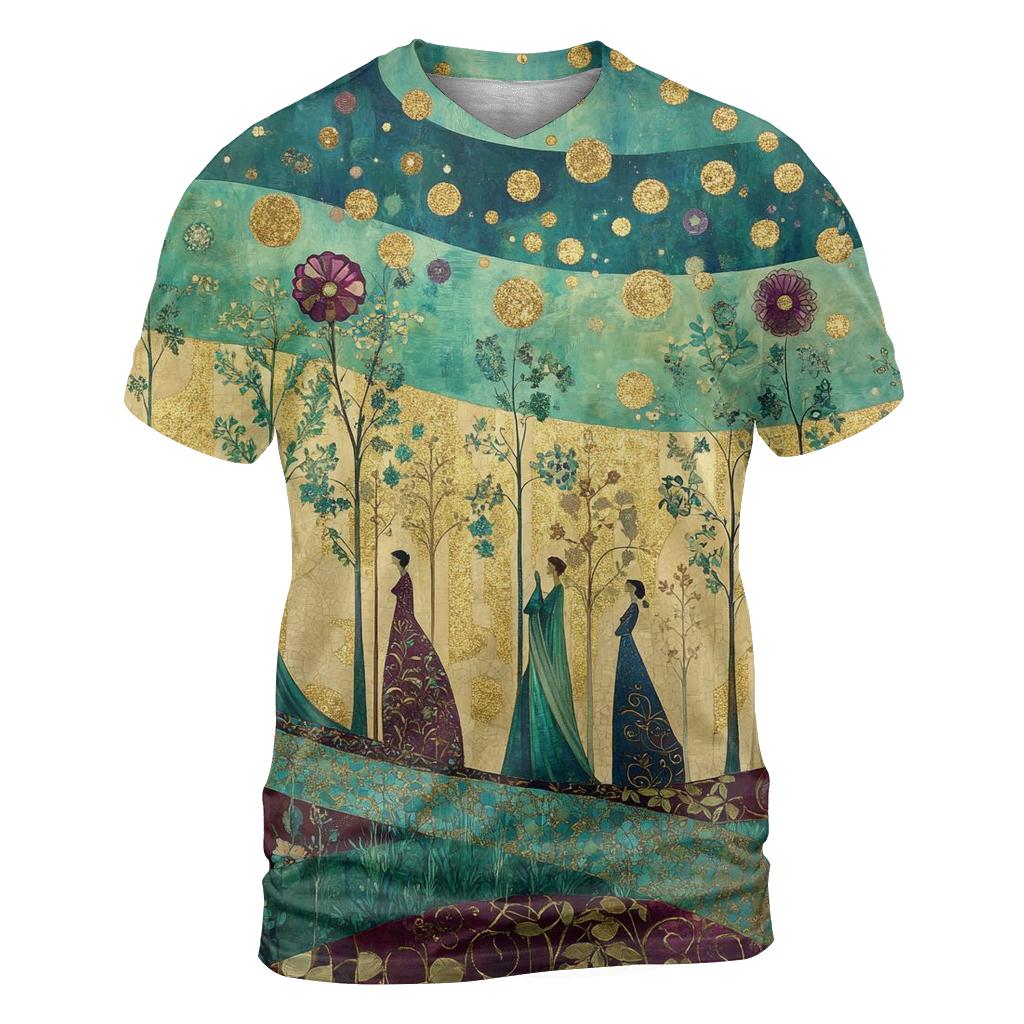 Gustav Klimt Inspired Aurora Garden Festival creative print fashion shirts
