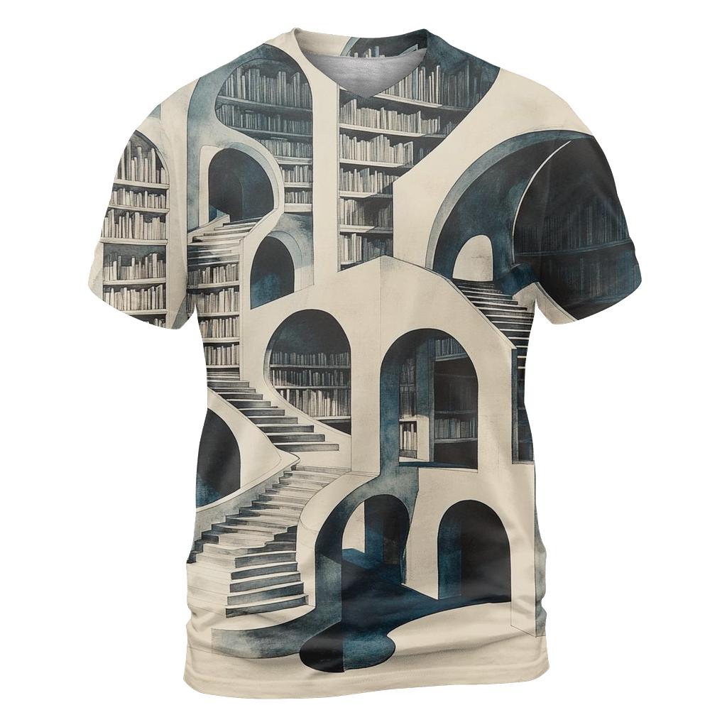 MC Escher Inspired Infinite Library Of Planets statement graphic shirts