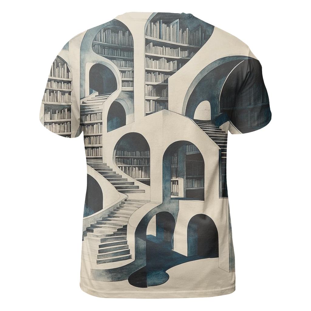 MC Escher Inspired Infinite Library Of Planets statement graphic shirts
