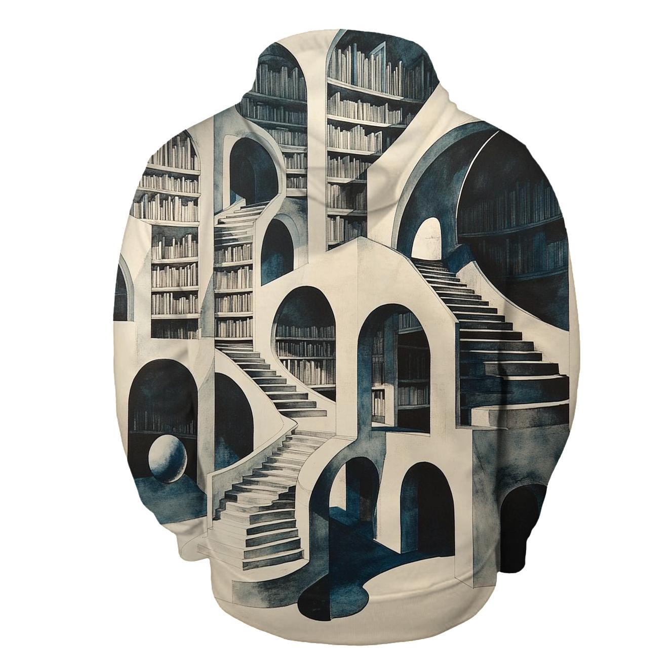 MC Escher Inspired Infinite Library Of Planets zip-up hoodies