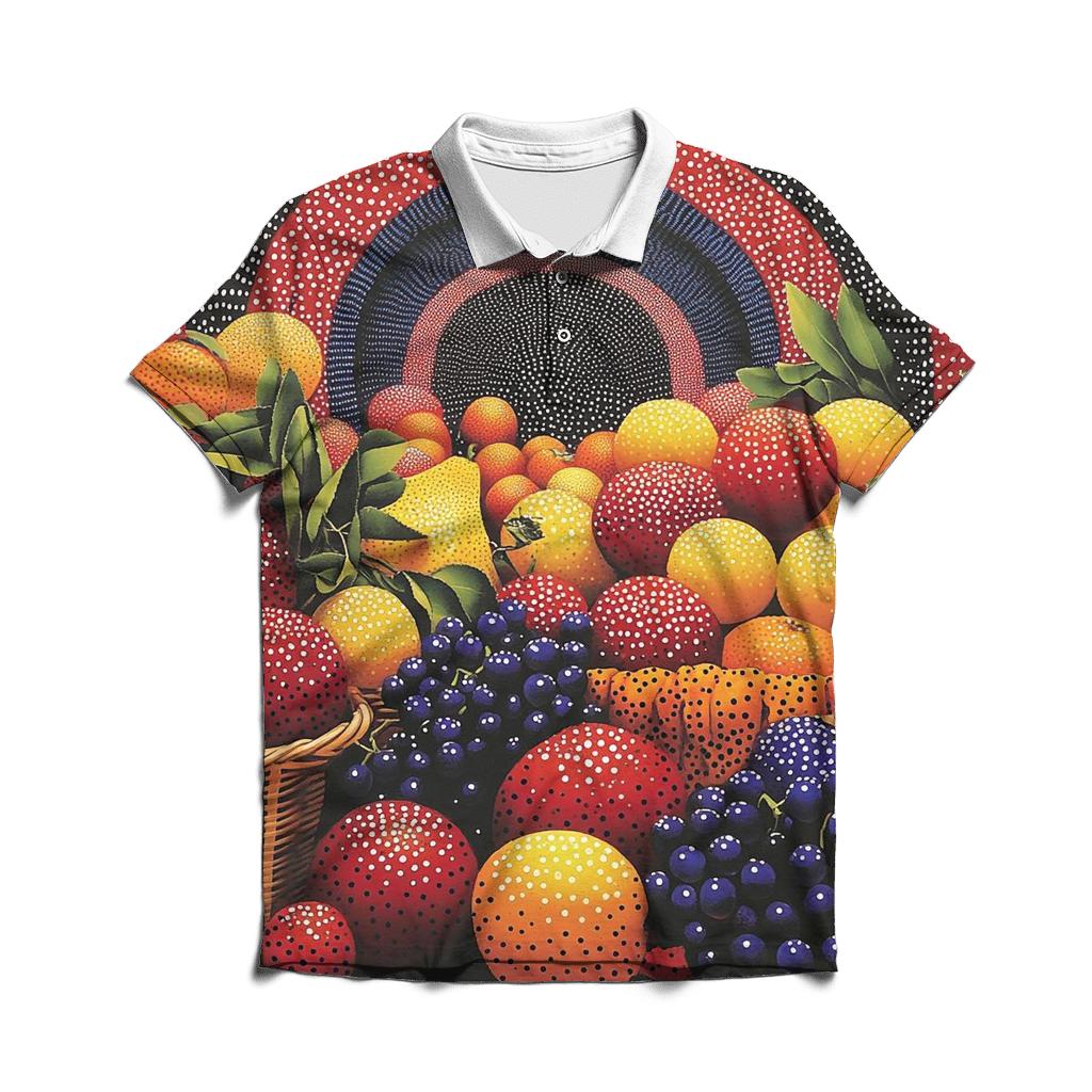 Yayoi Kusama Inspired Cosmic Fruit Market casual sports polo shirts