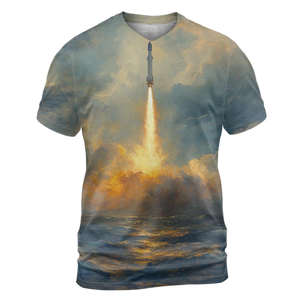 J M W Turner Inspired Rocket Launch At Sea custom all-over print shirts