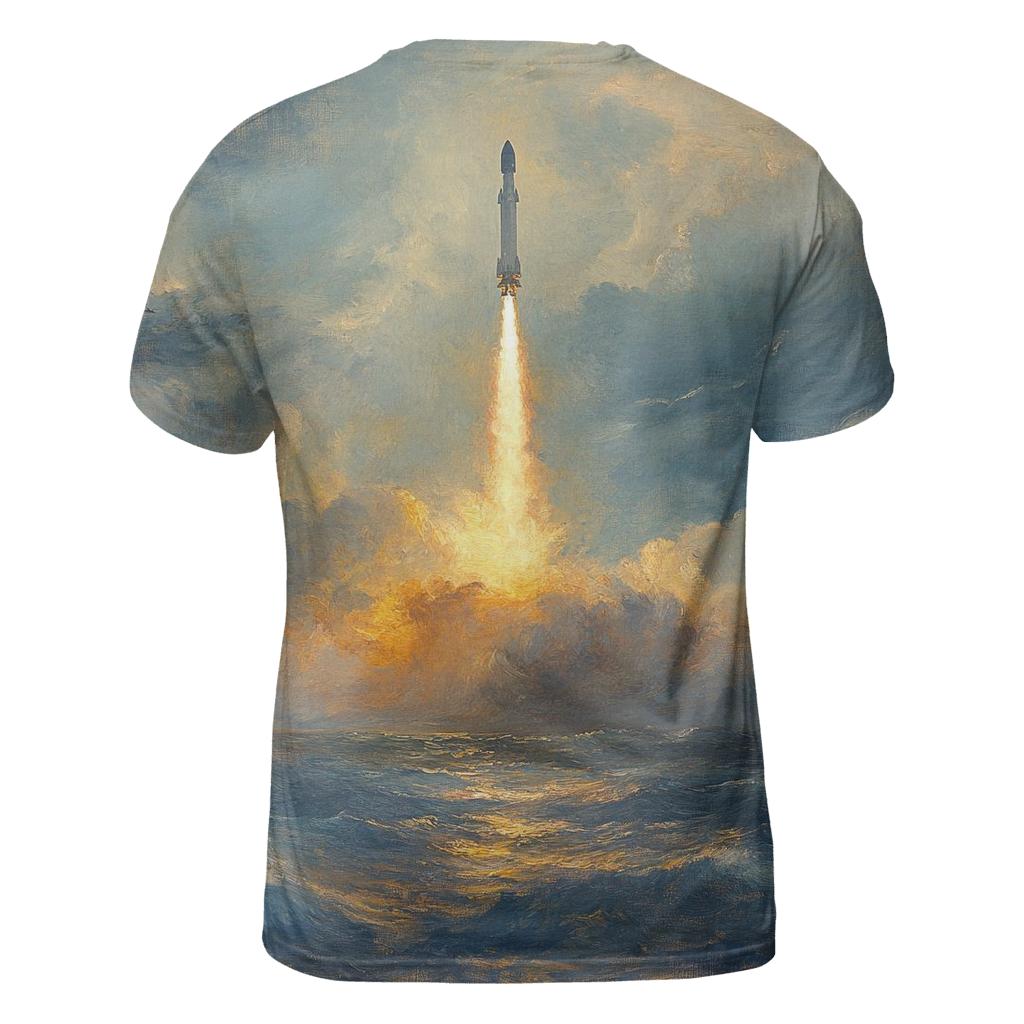 J M W Turner Inspired Rocket Launch At Sea custom all-over print shirts