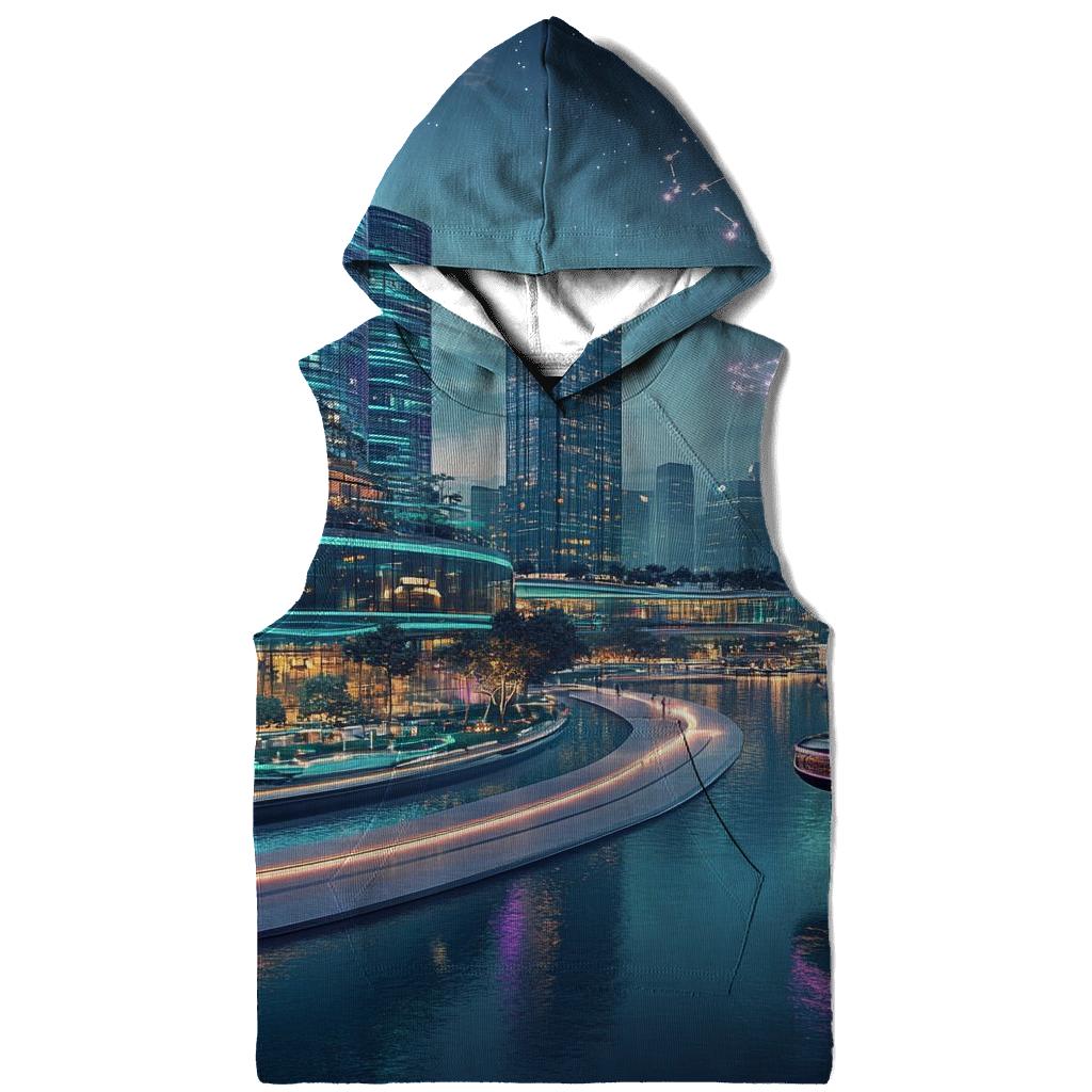 Neon Harbor Of Future Singapore graphic hoodies