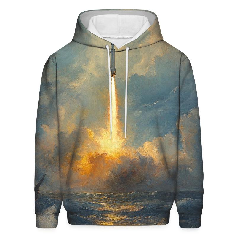 J M W Turner Inspired Rocket Launch At Sea designer hoodies