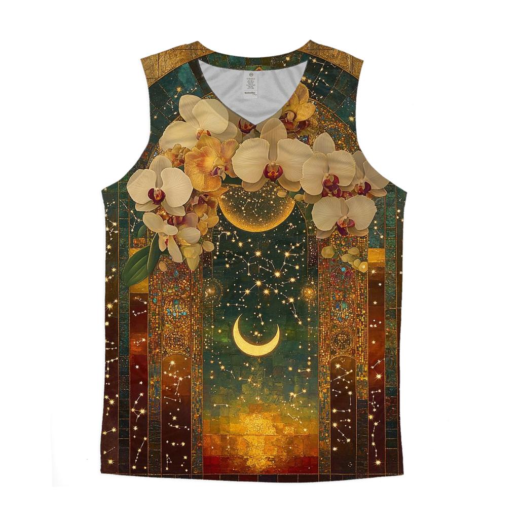 Gustav Klimt Inspired Celestial Garden Of Orchids cotton sleeveless tops