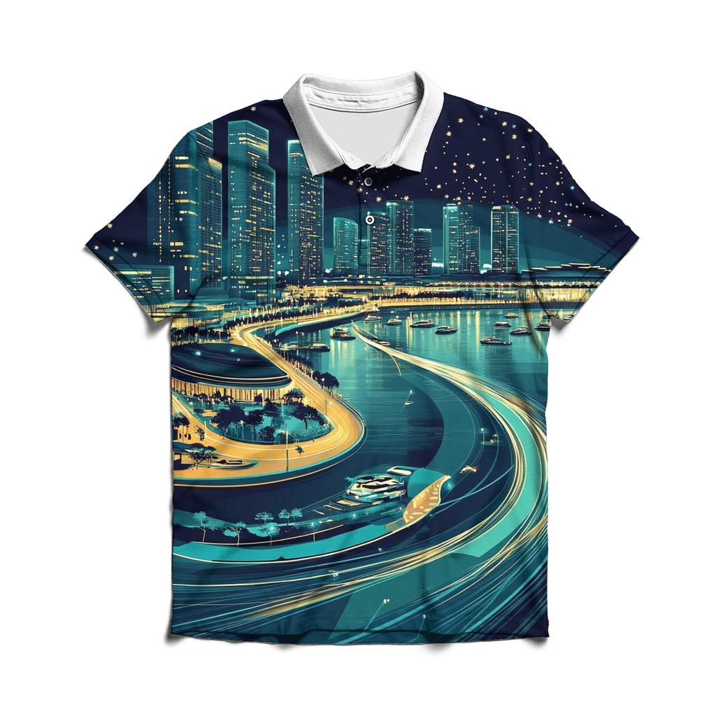 Marina Bay Skyline stylish collar polo tees