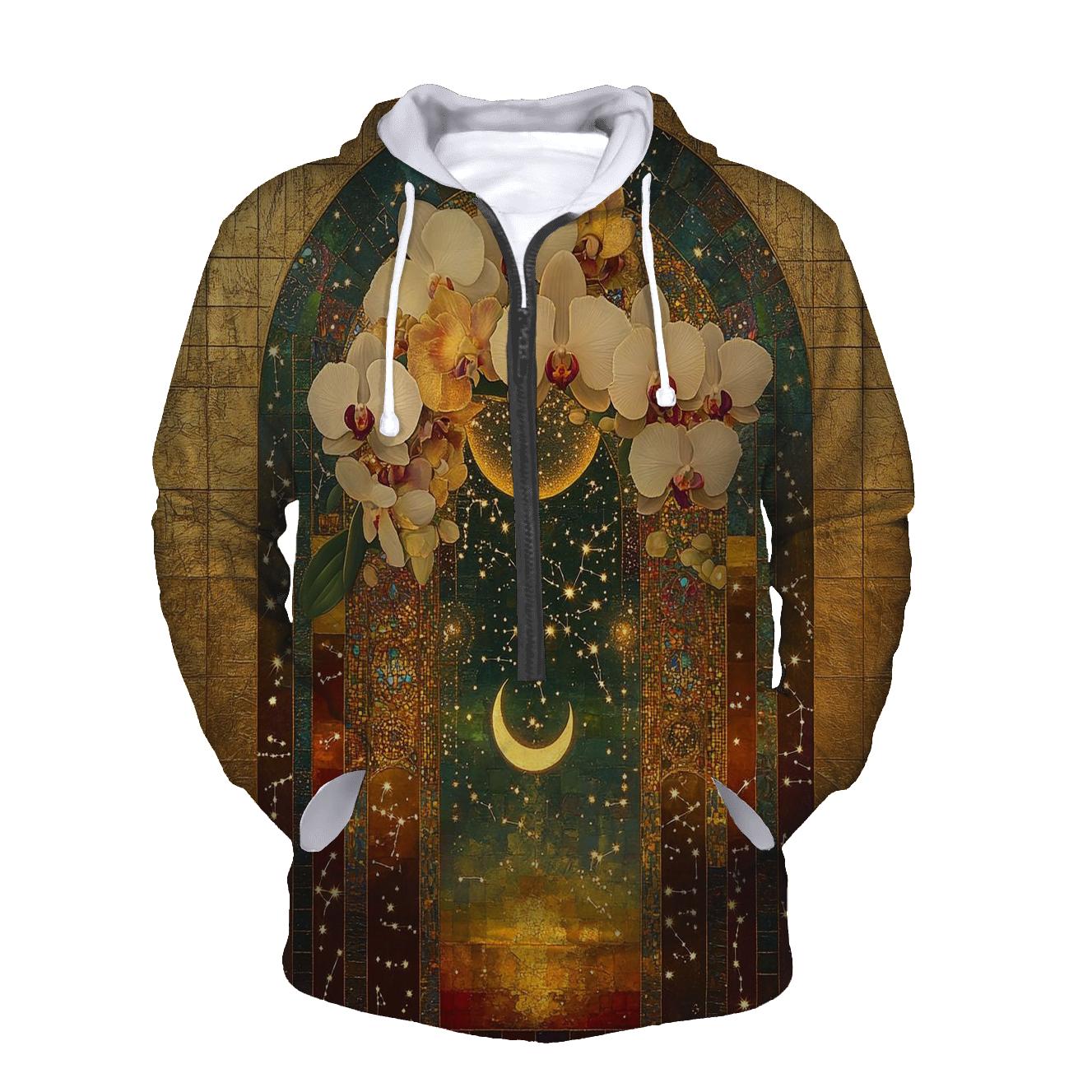 Gustav Klimt Inspired Celestial Garden Of Orchids zip-up hoodies