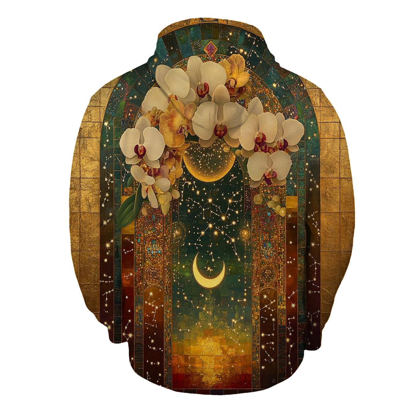 Gustav Klimt Inspired Celestial Garden Of Orchids zip-up hoodies