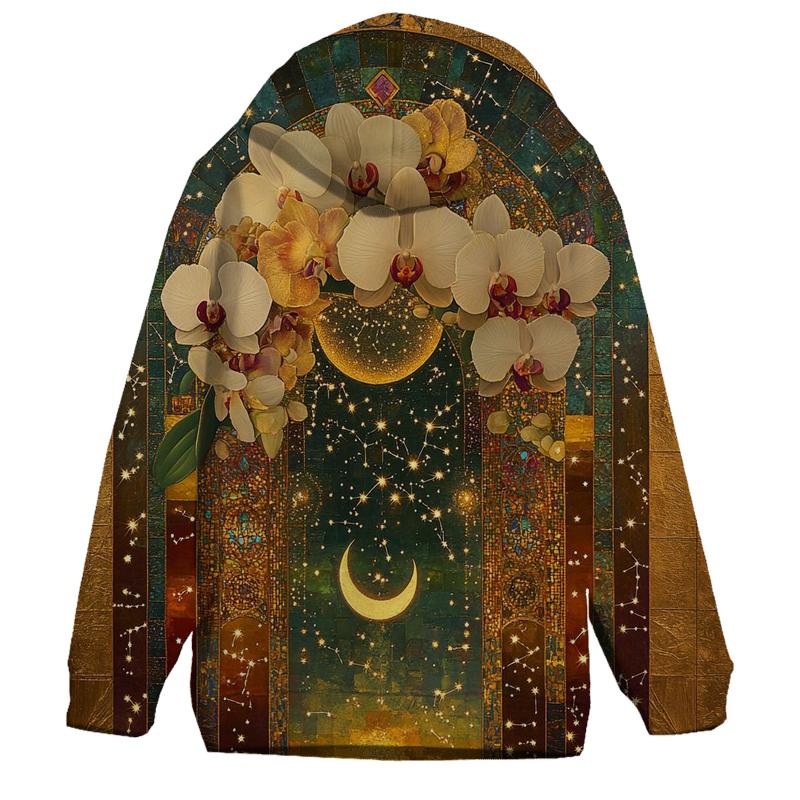 Gustav Klimt Inspired Celestial Garden Of Orchids graphic hoodies