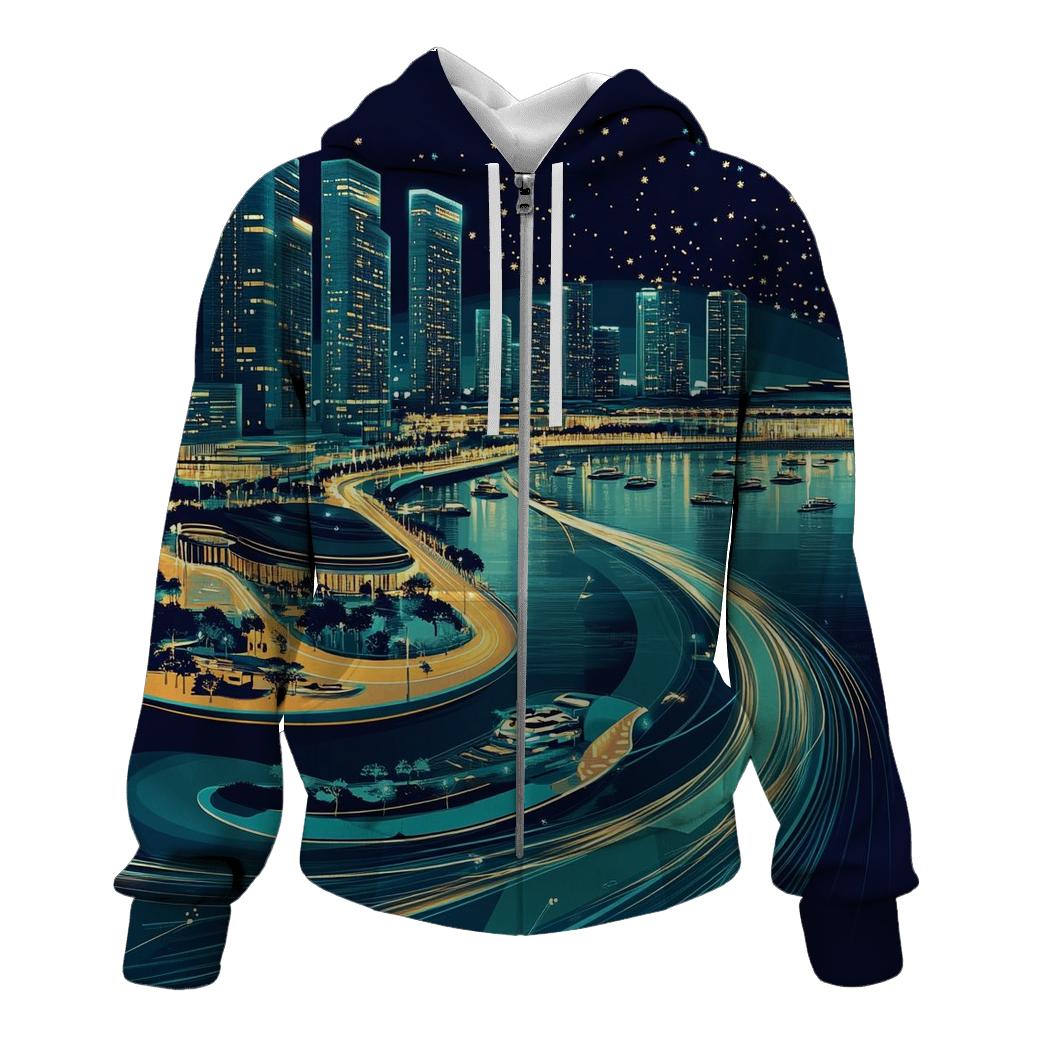 Marina Bay Skyline graphic hoodies
