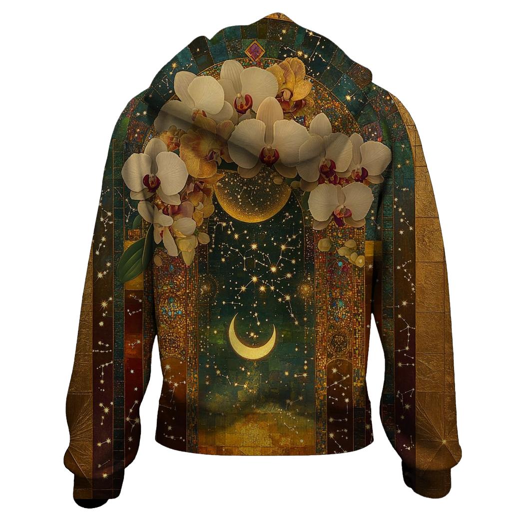Gustav Klimt Inspired Celestial Garden Of Orchids hoodie designs