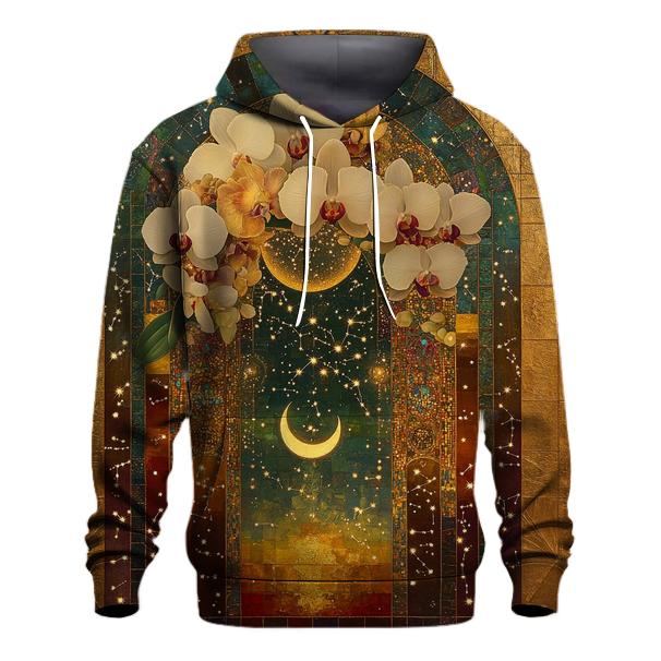 Gustav Klimt Inspired Celestial Garden Of Orchids graphic hoodies