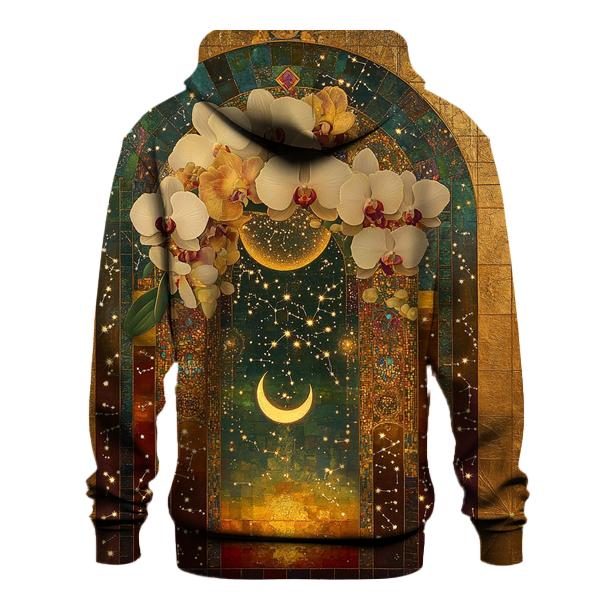 Gustav Klimt Inspired Celestial Garden Of Orchids graphic hoodies