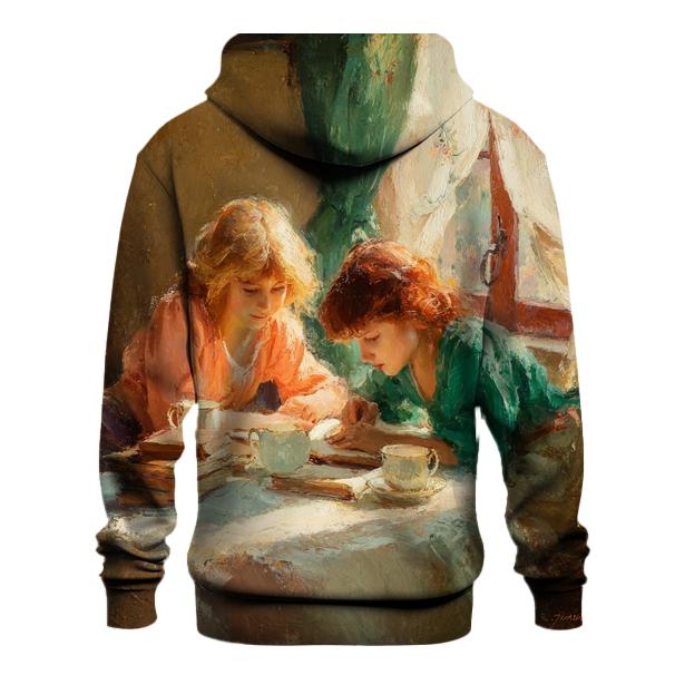 Mary Cassatt Inspired Afternoon Tea Library designer hoodies [AI-b3bf138a-e6d58fc11631]