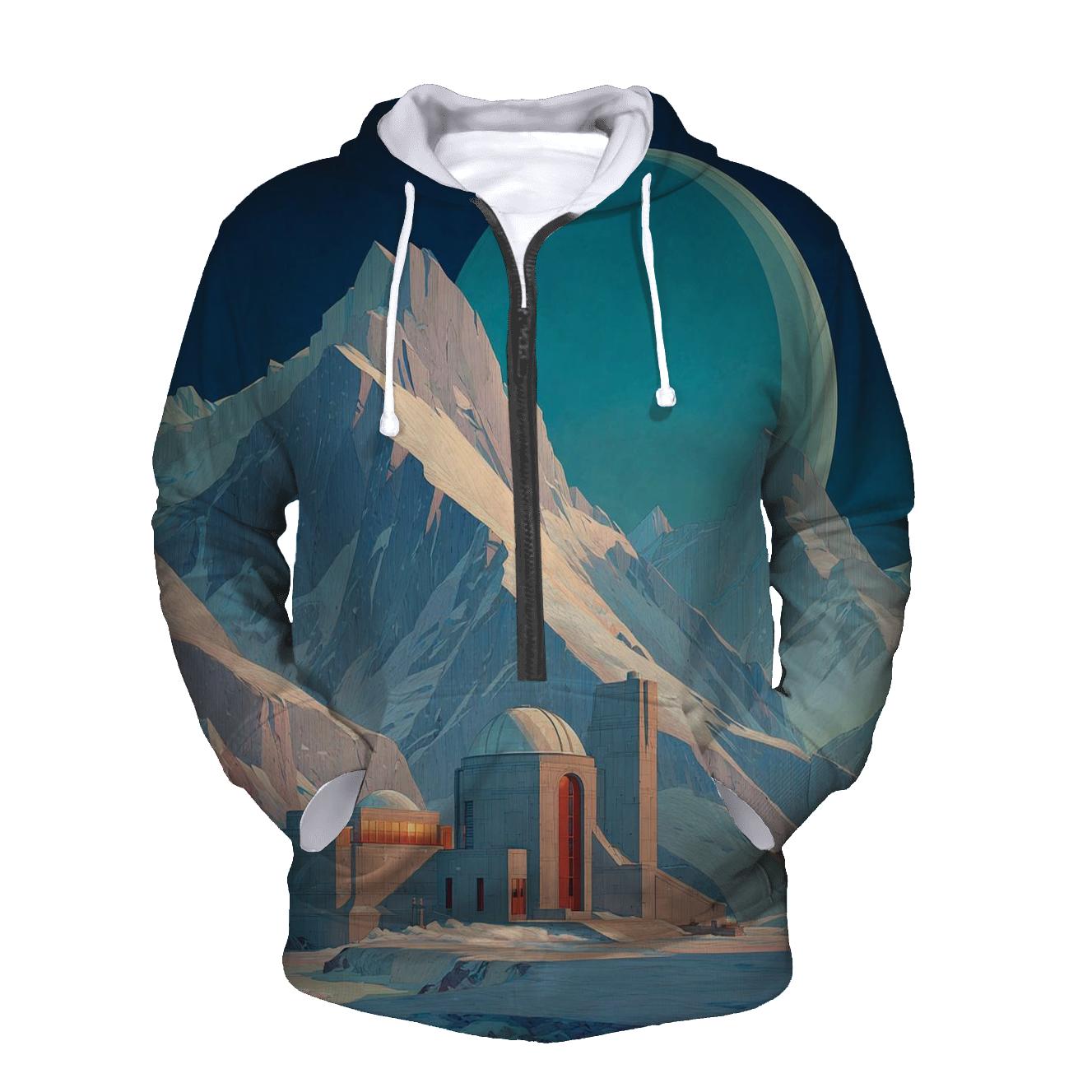 Lawren Harris Inspired Arctic Planet Observatory printed hoodies [AI-c4b68bd2-ceff6a9715b3]