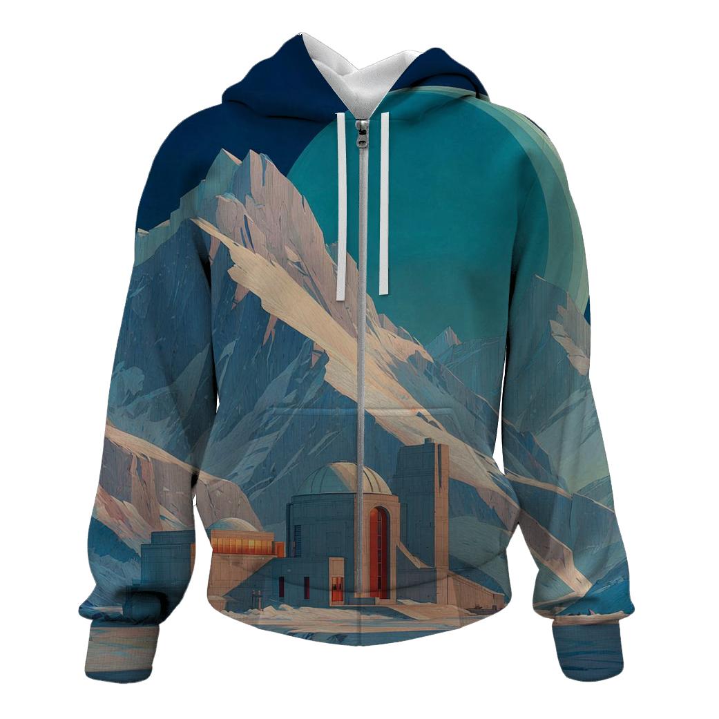 Lawren Harris Inspired Arctic Planet Observatory embroidered hoodies [AI-c4b68bd2-ceff6a9715b3]