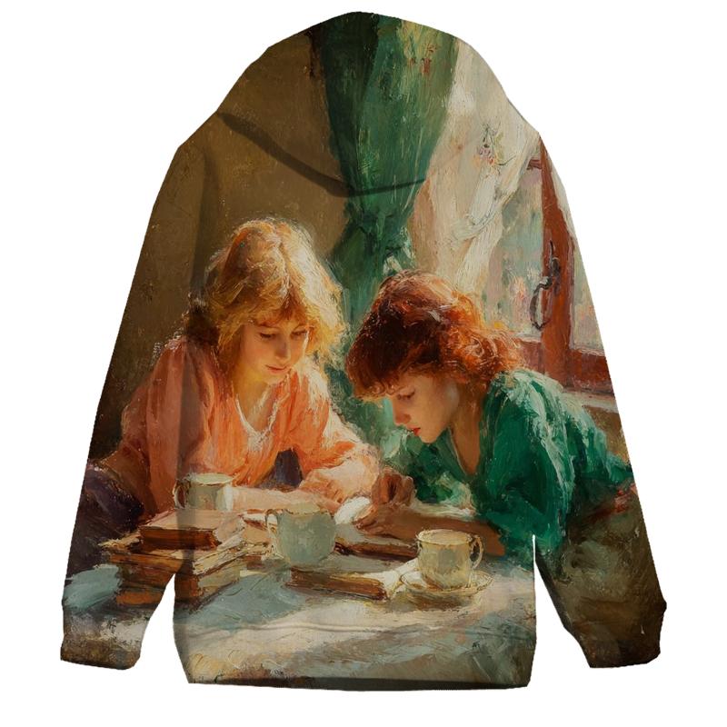 Mary Cassatt Inspired Afternoon Tea Library hoodie designs [AI-b3bf138a-e6d58fc11631]