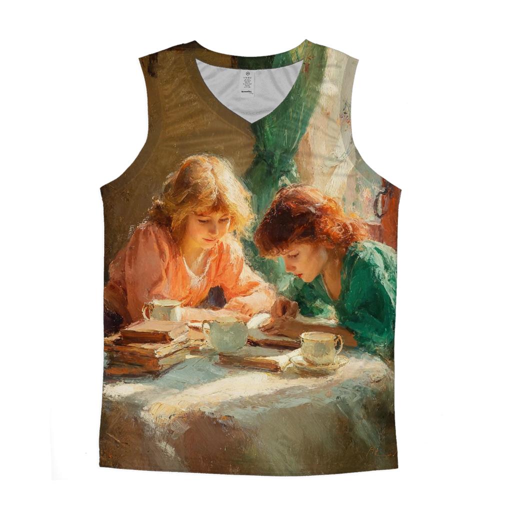Mary Cassatt Inspired Afternoon Tea Library trendy fitted tank tops [AI-b3bf138a-8ddc24dc9093]