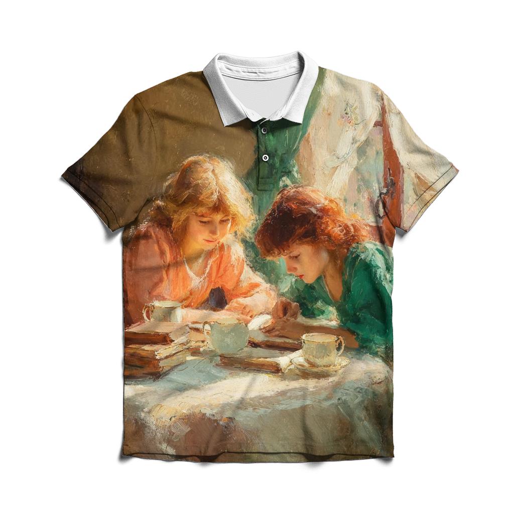 Mary Cassatt Inspired Afternoon Tea Library personalized polo shirts [AI-b3bf138a-8ddc24dc9093]