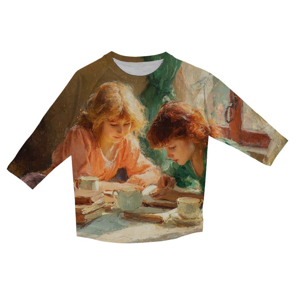 Mary Cassatt Inspired Afternoon Tea Library trendy 3/4 sleeve tops [AI-b3bf138a-8ddc24dc9093]