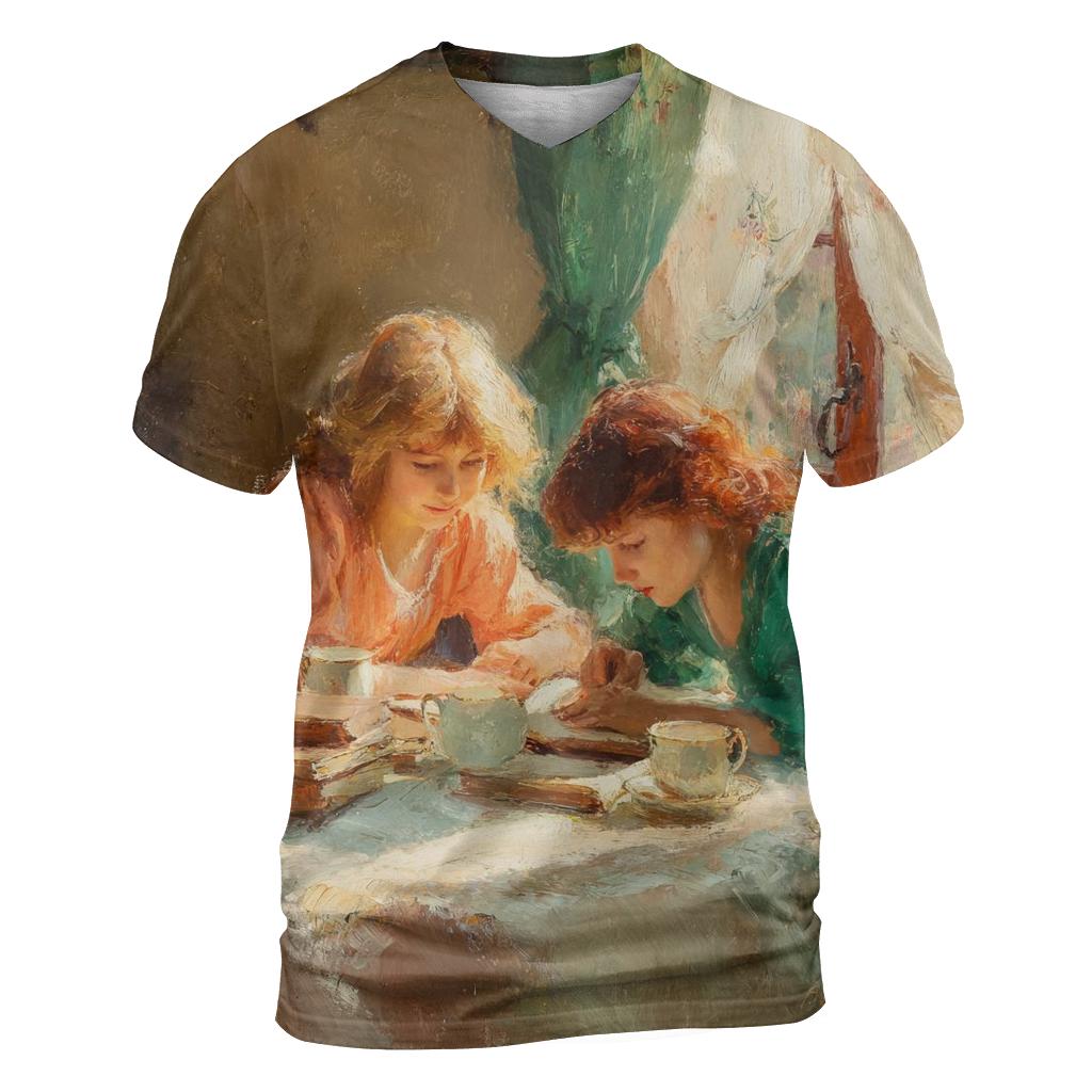 Mary Cassatt Inspired Afternoon Tea Library unique graphic print tees [AI-b3bf138a-8ddc24dc9093]
