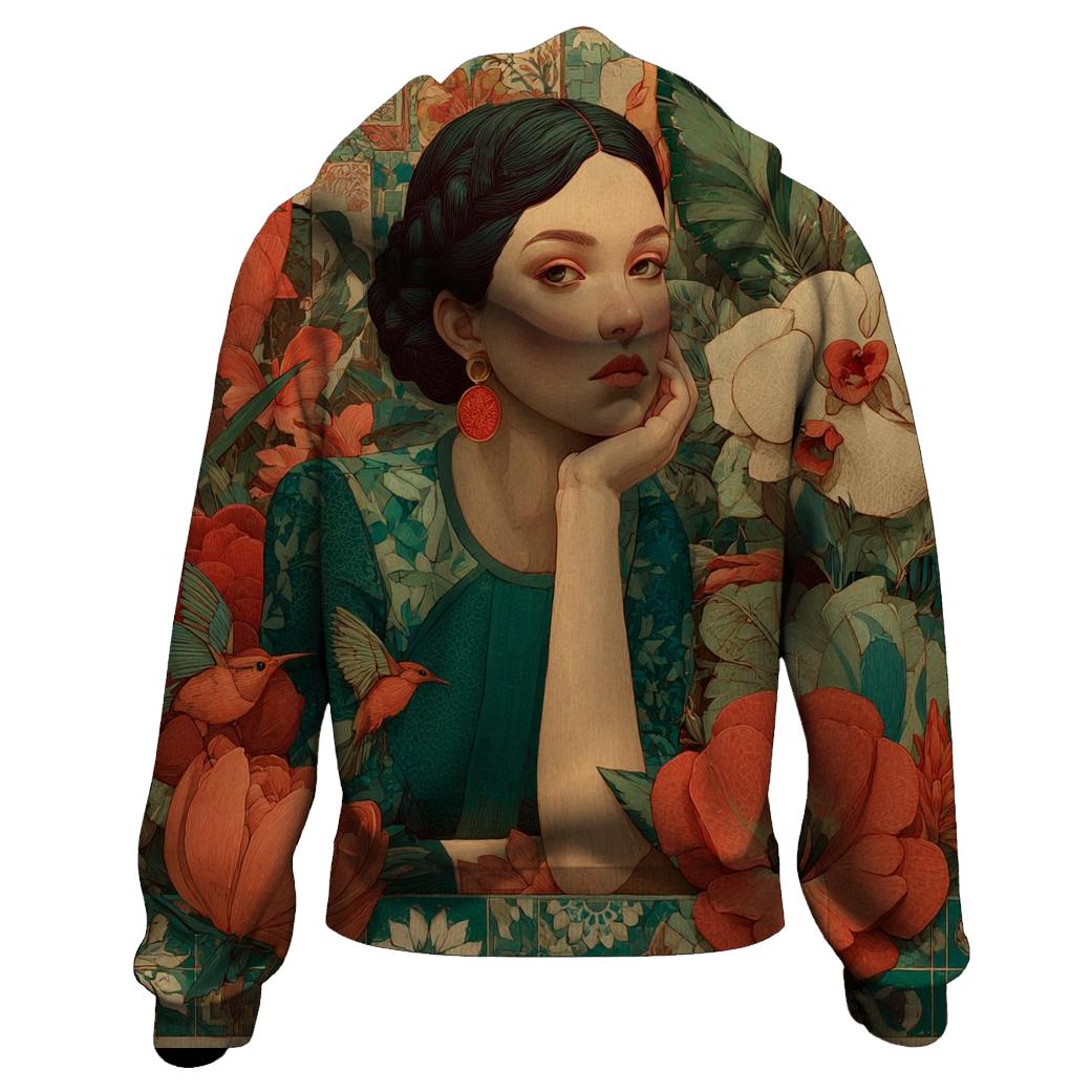 Frida Kahlo Inspired Orchid Memory Portrait heavyweight hoodies [AI-87ed0b7d-307123b2d4b9]