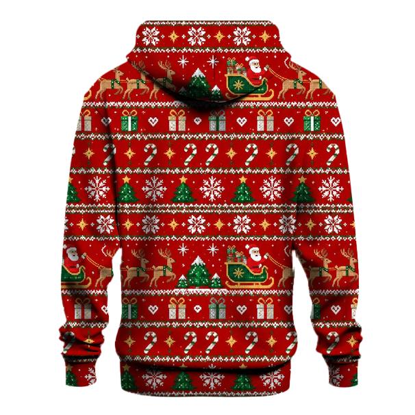 Santa Sleigh Pixel Patchwork Design pullover hoodies [AI-360c51e0-cb2a6fcbad08]