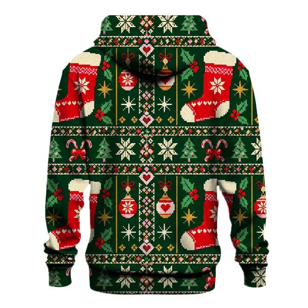 Holly Stocking Starburst Grid Design zip-up hoodies [AI-3f83f223-daba26d2aef9]
