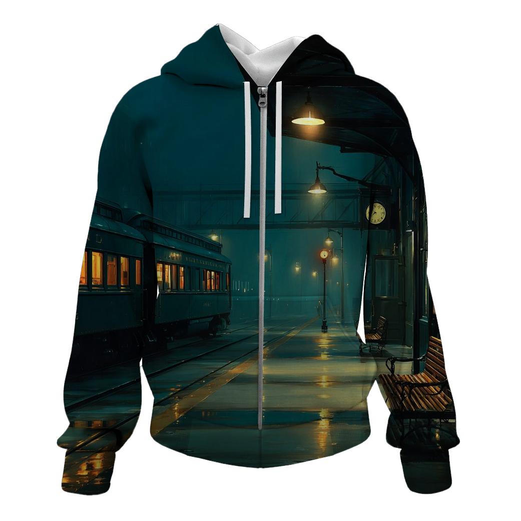 Edward Hopper Inspired Midnight Train Platform hoodies fashion [AI-74181cd9-296e2666229c]