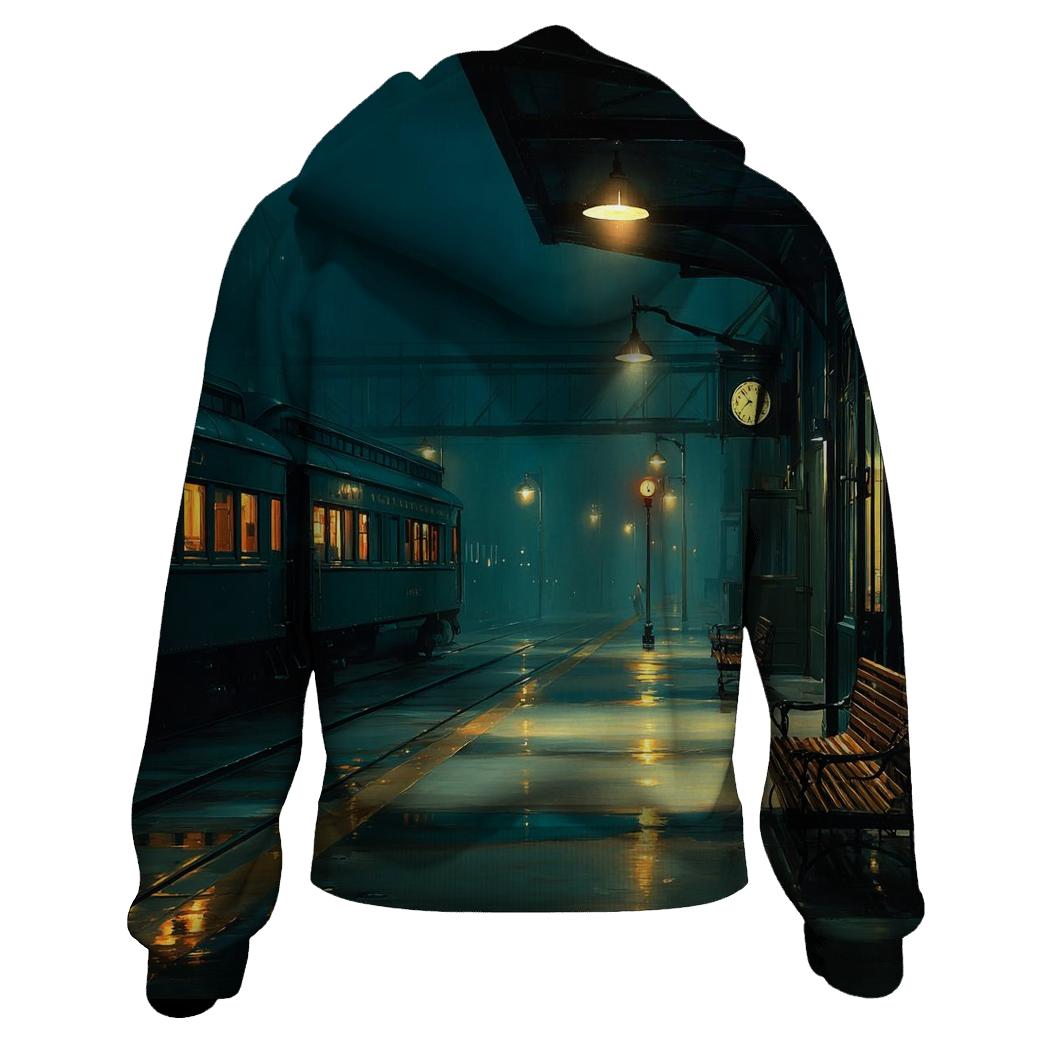 Edward Hopper Inspired Midnight Train Platform hoodies fashion [AI-74181cd9-dde2e3a8b3bc]
