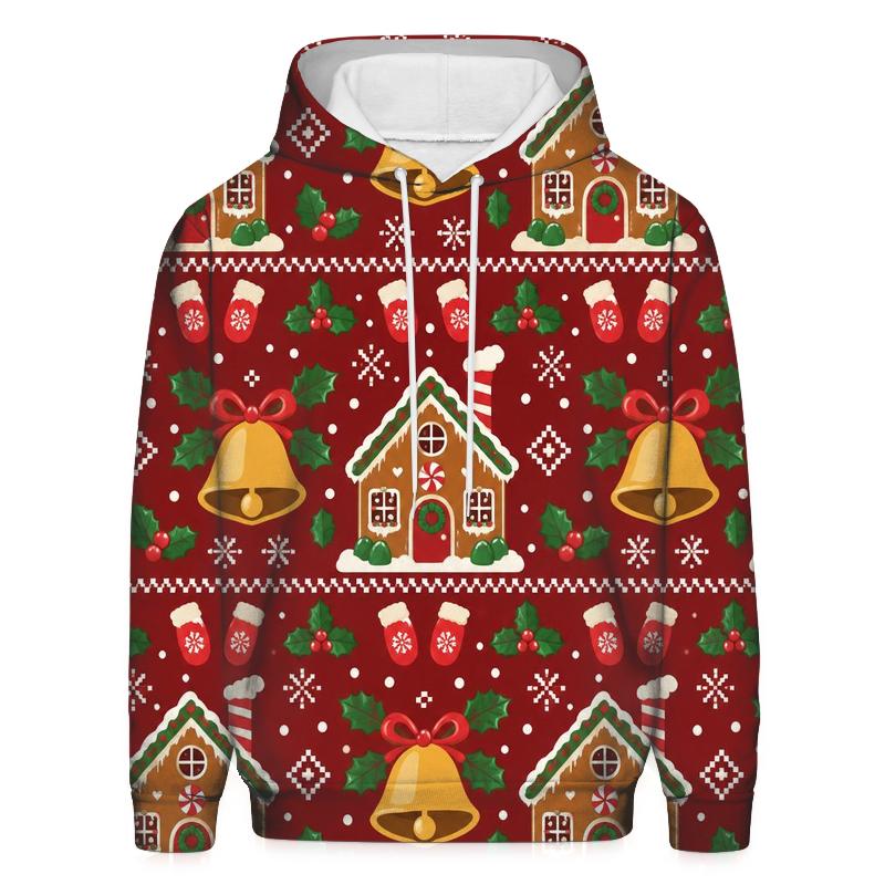 Gingerbread Bell Chimney Rows Design embroidered hoodies [AI-bc1f23c1-58929e2f6aac]