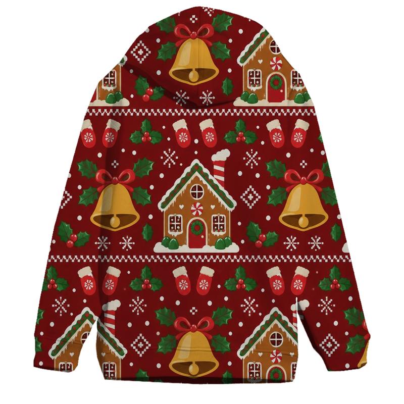 Gingerbread Bell Chimney Rows Design embroidered hoodies [AI-bc1f23c1-c1cc2531ab33]