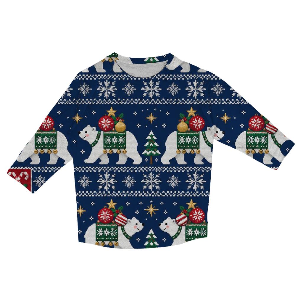 Polar Bear Ornament March Design printed three quarter sleeve shirts [AI-278b4c82-43af67e02538]
