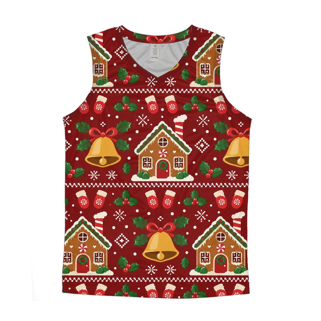 Gingerbread Bell Chimney Rows Design trendy fitted tank tops [AI-bc1f23c1-58929e2f6aac]