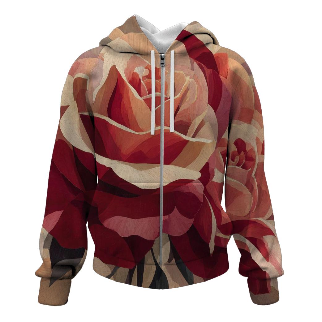 Georgia Okeeffe Inspired Crimson Canyon Roses designer hoodies [AI-73d7155d-a53d9d6f93d6]