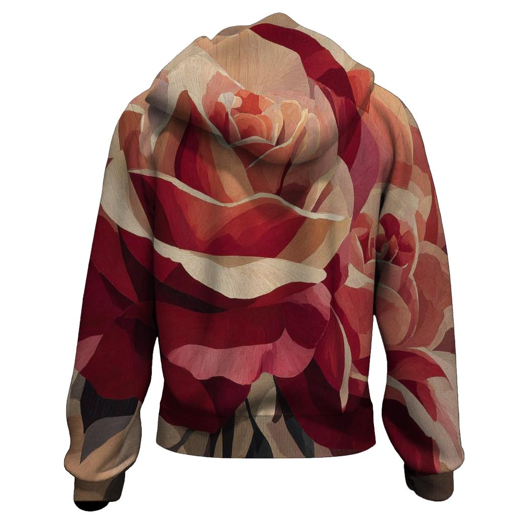 Georgia Okeeffe Inspired Crimson Canyon Roses designer hoodies [AI-73d7155d-ba2e66aa39d3]